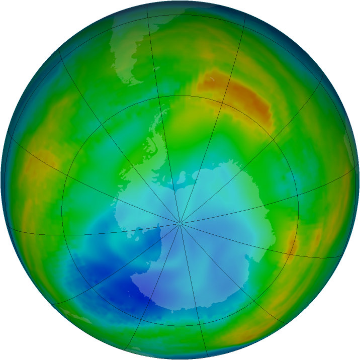 Antarctic ozone map for 17 July 2002